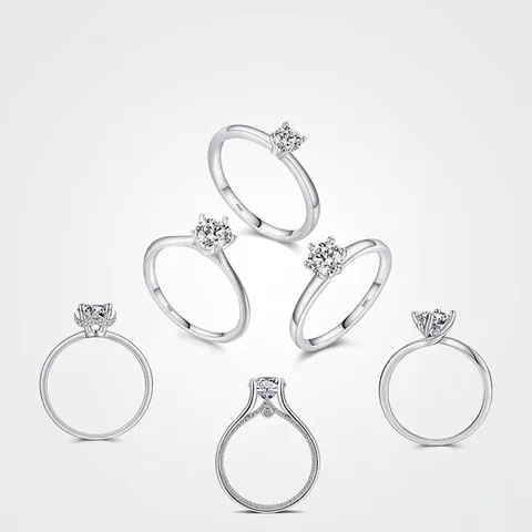 Anelli In Argento Sterling 925 Per Donna Zircone Intarsiato Elegante Moda Matrimonio Fidanzamento Gioielli