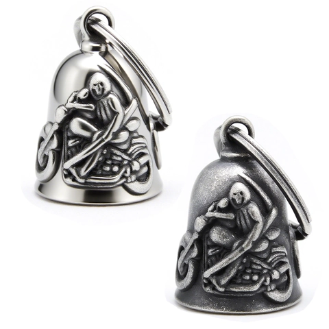 Stainless Steel Reaper Motorcycle Guardian Bell Pendant Necklace Retro Punk Biker Jewelry Gift For Men