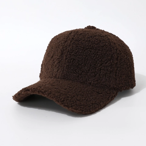 Warme Baseballpet Van Namaakbont Dikke Sherpa Fleece Winter Outdoor Winddicht Gebogen Rand Casual Effen Kleur Voor Dames Heren