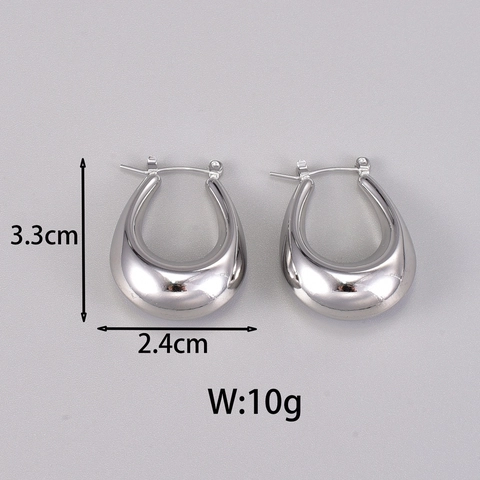 Orecchini A Cerchio Spessi Da Donna Acciaio Al Titanio Placcato Oro 18K Minimalista Geometrico Lucido Liscio Cavo