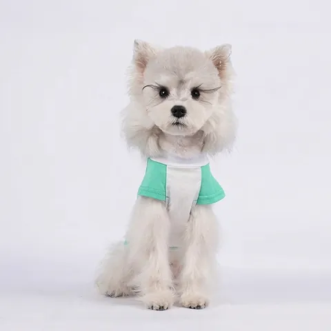 Dog T-Shirt Summer Pet Clothing Breathable Color Block Letter Print Flutter Sleeve For Small Medium Dogs Casual Puppy Outfit