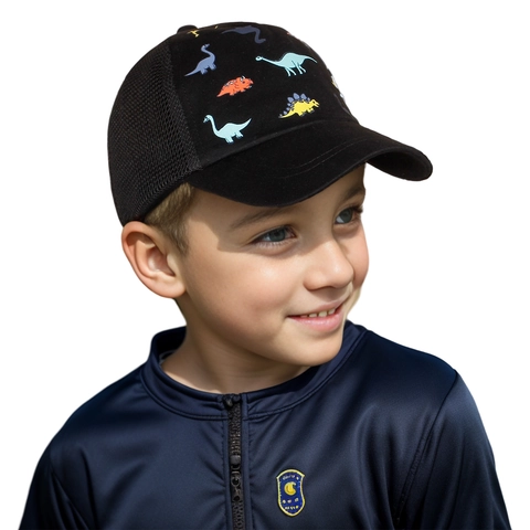 Cartoon Dinosaur Print Kids Baseball Cap Breathable Mesh Summer Sun Hat For Boys Girls Outdoor Toddler Adjustable Duck Tongue Cap