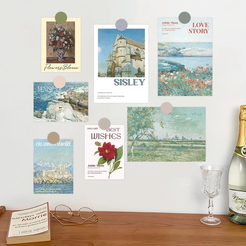 Cartoline d'Arte Impressioniste Vintage Decorazione Parete Poster Estetici per Camera da Letto Dormitorio Ufficio Decorazione Casa