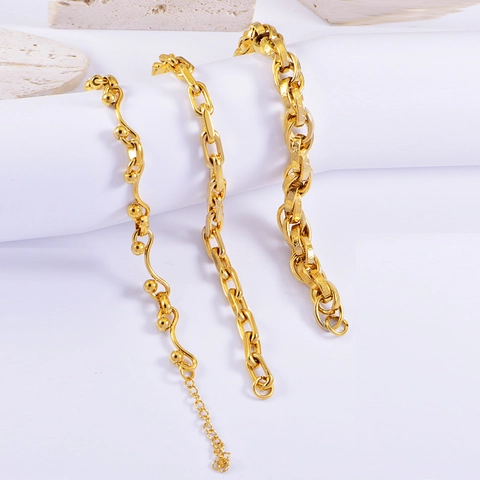 Chunky Chain Armband Edelstahl Punk Hip Hop Übertrieben Vergoldet Geometrische Ovale Glieder Individueller Schmuck Damen