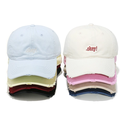 Cotton Baseball Cap Distressed Retro Letter Embroidery Sunshade Adjustable Strap Casual Streetwear Hat For Men Women