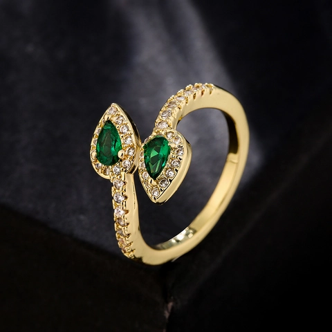 Unregelmäßige Geometrische Zirkon Offener Verstellbarer Ring Kupfer 18K Vergoldet Luxus Mode Schmuck Für Frauen