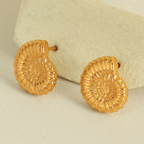 Vintage Edelstahl Nautilus Muschel Ohrstecker Für Damen Gold Silber Plattiert Retro Meerschnecke Spirale Textur Mode Schmuck