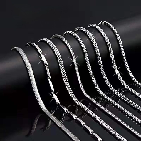 Catena Sola Senza Ciondolo in Argento Sterling 925 per Donna Uomo Collana Fai-da-te Catena a Scatola Onda d'Acqua Gioielli Regalo