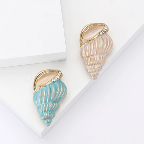 Broche De Concha Marina Alfiler Aleación Esmalte Cristal Piedra Ojo De Gato Joyería Marina Accesorio Para Mujeres
