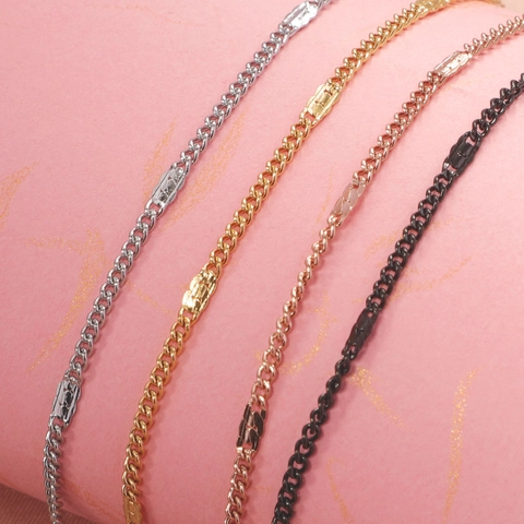 Collar De Cadena Curb Acero Inoxidable 304 Chapado En Oro De 18K Al Vacío Hip Hop Punk Joyería Minimalista Hombre Mujer