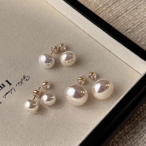 Pendientes de Botón de Perla Artificial de Imitación Redonda de Lujo Con Poste de Plata de Ley 925 Joyería Minimalista Elegante Para Mujer