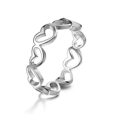 Anillo De Acero Inoxidable Corazón Calado Minimalista Dulce Romántico Joyería Para Mujer No Se Descolora