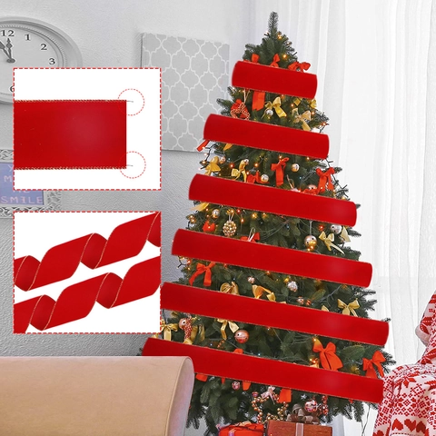 Weihnachtsband Rot Samt Mit Goldrand Für Geschenkverpackung Baumgirlande Dekoration DIY