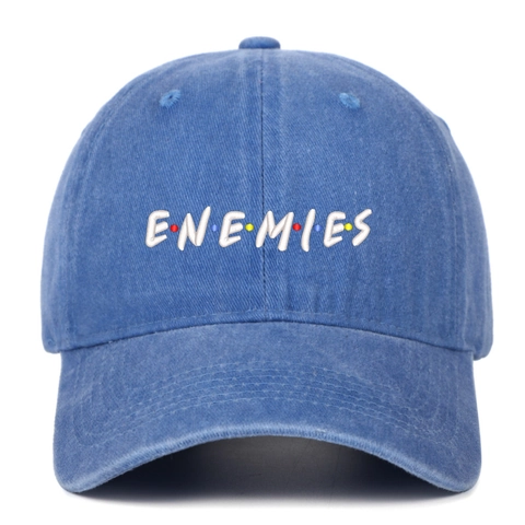 Berretto Da Baseball In Cotone Lavato Con Ricamo Lettere Enemies Retro Distressed Regolabile Stile Hip Hop Per Uomo Donna