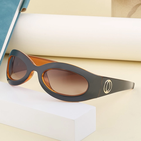 Retro Y2K Sunglasses Oval PC Frame UV Protection Outdoor Cycling Fashion Eyewear For Women