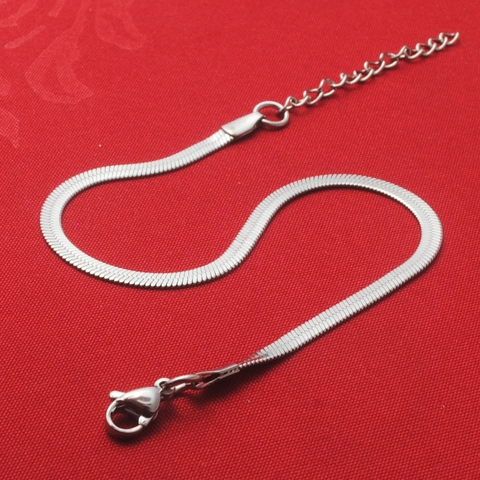 Flat Snake Chain Bracelet Stainless Steel High Polished Adjustable Extension Minimalist Daily Versatile Fashion Jewelry For Women