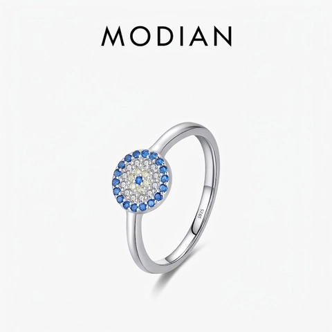 Vintage S925 Sterlingsilber Rund Böser Blick Ring Damen Mode Mikro Strass Pavé Persönlichkeit Finger Schmuck Geschenk