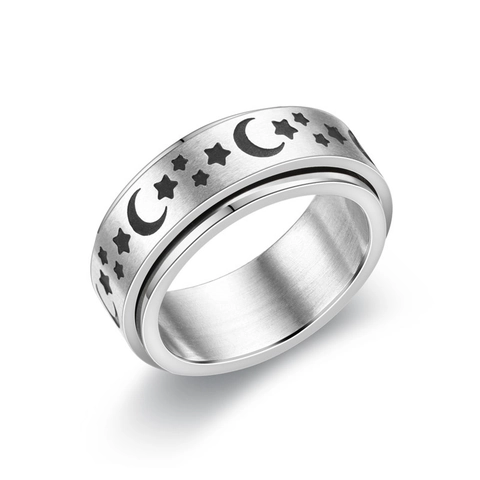 Stainless Steel Spinner Rings For Anxiety Relief Stress Relief Moon Star Flower Heart Interlocking Couples Band Rings