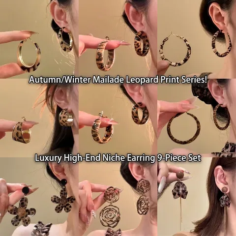 Retro Leopard Print Resin Drop Earrings Fashion Tortoise Shell Geometric With 925 Sterling Silver Earring Post For Women