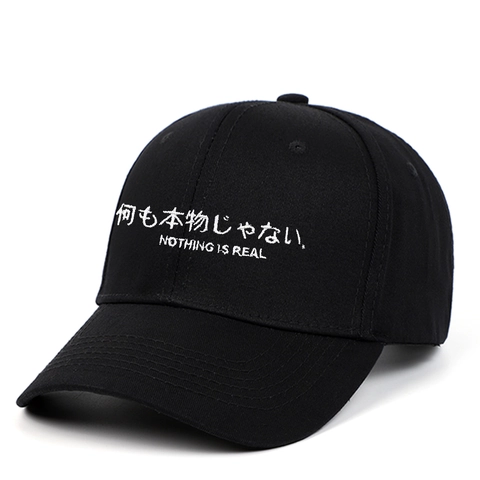 Casquette De Baseball En Coton Broderie Japonaise Slogan Nothing Is Real Streetwear Chapeau Sport Réglable Visière Courbe