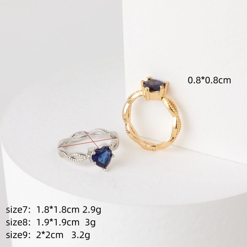 Anillo In Rame Con Zirconia Blu A Forma Di Cuore Fascia Intrecciata Accessorio Gioielli Di Moda Per Donna