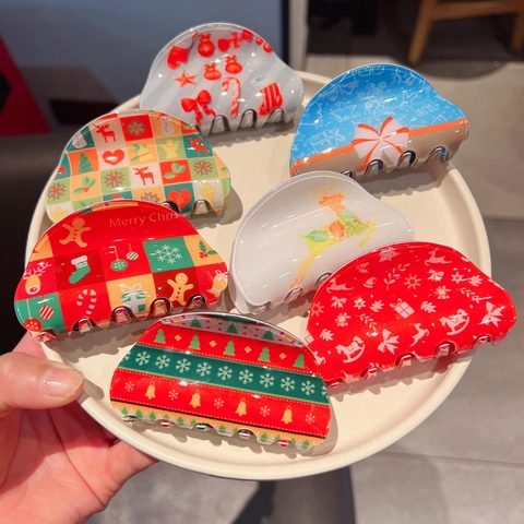 Mollette Per Capelli Di Natale Acrilico Plastica Babbo Natale Renna Fiocchi Di Neve Albero Di Natale Copricapo Festivo Per Donne Ragazze
