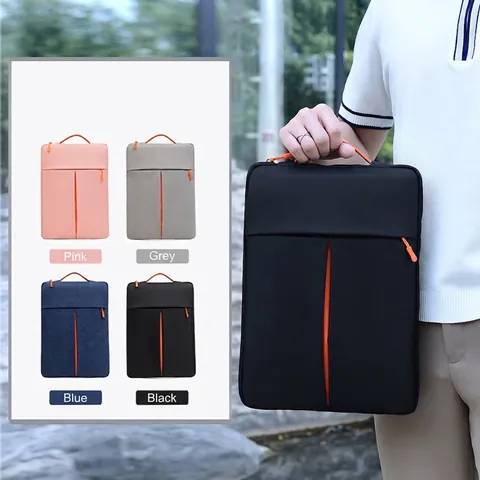 Funda Para Portátil Bolso De Mano Nylon Impermeable Antichoque Forro De Felpa Delgado Negocios Oficina Con Asa PU