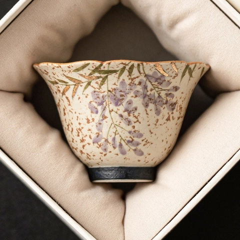 Servizi Da Tè In Ceramica Dipinti A Mano Motivo Glicine Bordo Dorato Porcellana Vintage Tazza Teiera Gaiwan Accessori Tè