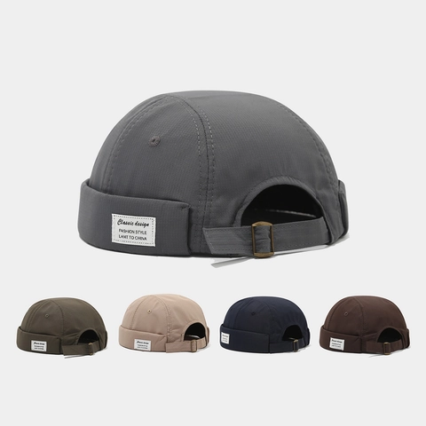 Retro Randloze Dockerpet Voor Heren Dames Ripstop Polyester Ademend Verstelbare Metalen Gesp Streetwear Miki Hat