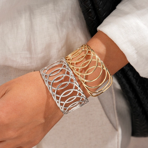 Bracciale Rigido A Cerchio Vuoto Geometrico In Metallo Aperto Gioielli Di Moda Moderni Minimalisti Per Donne