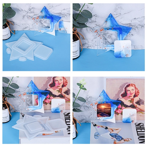 Stervorm Fotolijst Siliconen Mal Voor DIY Hars Epoxy Gieten Decoratieve Huisversiering