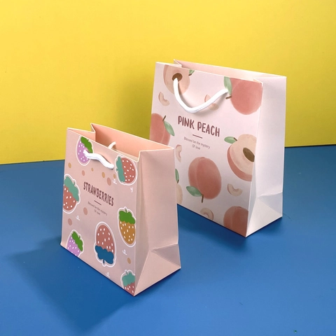 Bolsa De Regalo De Papel Con Patrón De Frutas De Dibujos Animados Fresa Melocotón Bolso Para Boda Cumpleaños Fiesta Souvenirs Embalaje