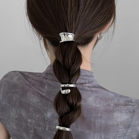 Mollette Per Capelli Minimaliste In Metallo Per Coda Di Cavallo Lega Texture Martellata Forcine Geometriche Accessori Eleganti