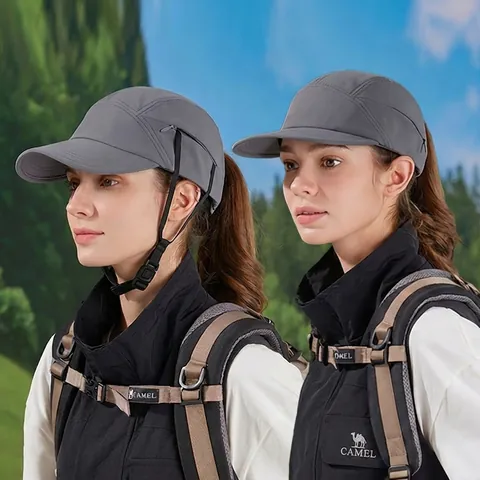 Outdoor Sun Hat Quick Dry Nylon Baseball Cap With Hidden Windproof Drawstring Breathable For Cycling Surfing Hiking