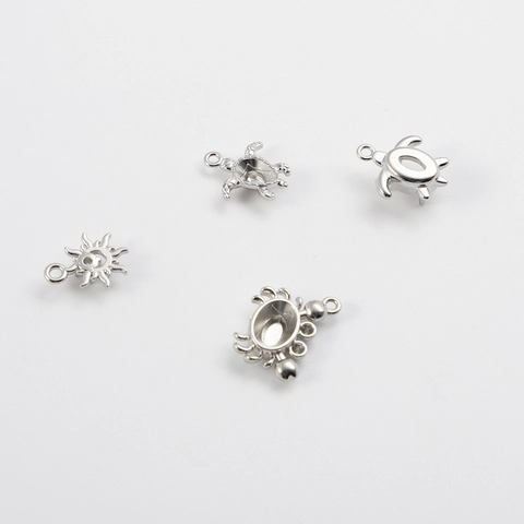 Paramètres De Pendentif Bijoux DIY En Acier Inoxydable Tortue Crabe Soleil Thème Océan Base Cabochon Pour Collier