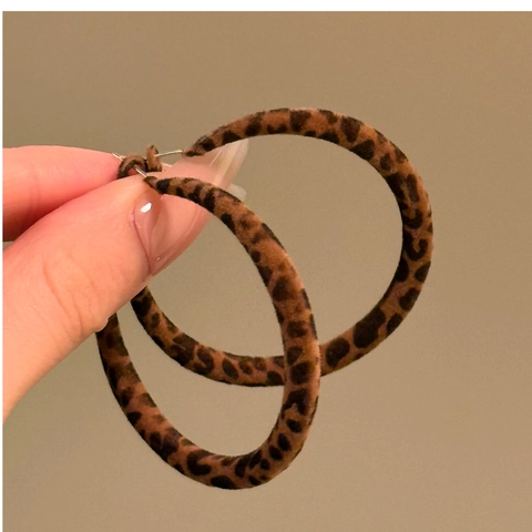 Retro Leopard Print Hoop Herz Ohrringe Mit 925 Sterling Silber Ohrstecker Beflockung Stoff Schmuck Für Frauen