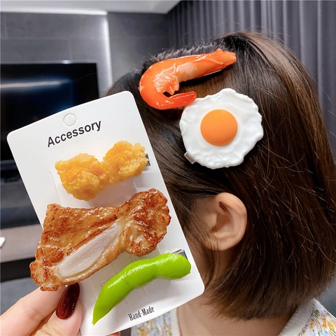 Simulation Food Hair Clips Creative Realistic Resin Hairpins For Women Girls Funny Novelty Hair Accessories