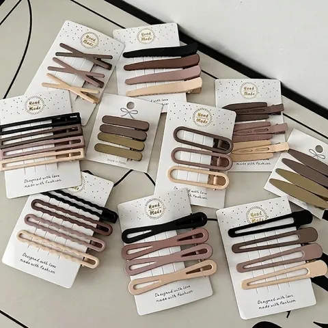 Matte Hair Clips Earth Tones Seamless Duckbill Clips Minimalist Korean Style Women Girls Bangs Side Styling Hairpin