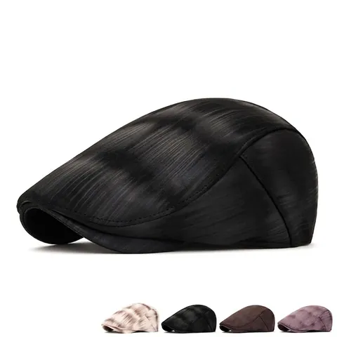 Vintage British Style Flat Cap Warm Newsboy Hat Cotton Polyester Blend Herringbone For Men Women