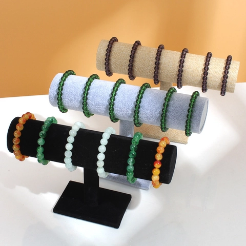 T-Bar Bracelet Display Stand Velvet Linen Jewelry Watch Organizer Tiered Rack For Retail Shop Home Storage