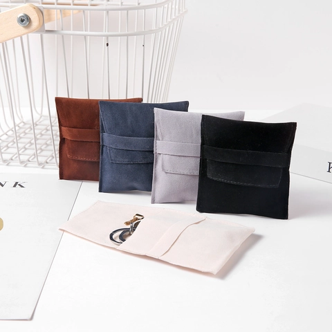 Fluwelen Flip Sieradenzakje Macaron Kleur Suède Flocking Envelop Cadeauzakje Voor Ring Oorbel Ketting Bruiloft Feest Opslag
