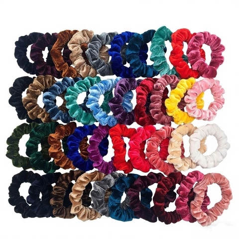 Velvet Scrunchies Hair Ties High Elasticity Soft Fabric Solid Color Ponytail Holder Hair Accessories For Women Girls