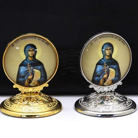 Ornement De Bureau Icône Religieuse Alliage De Zinc Orthodoxe Vierge Marie Jésus Statue En Métal Figurine Décorative