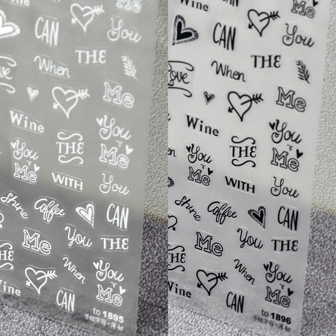 Pegatinas Para Uñas 5D Con Letras Y Corazones Dibujadas A Mano Adhesivos Ultra Finos Para Manicura DIY Mujeres