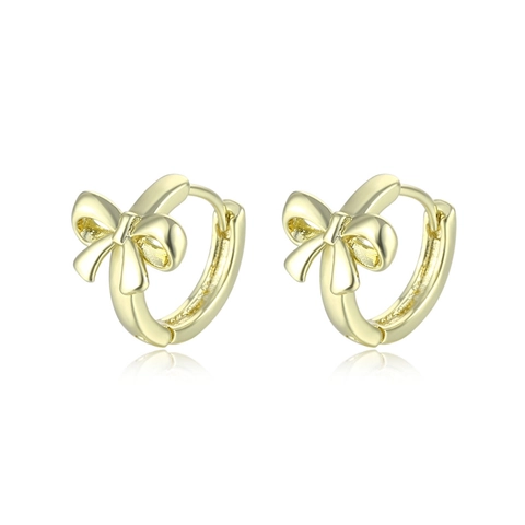 Polierte Schmetterling Schleife Creolen Kupfer 18K Vergoldet Süßer Minimalistischer Modeschmuck Für Frauen Mädchen Geschenk