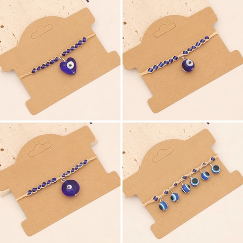 Braccialetto Intrecciato Malocchio Perline Di Vetro Fatto A Mano Boho Cordino Regolabile Gioielli Per Donne Ragazze