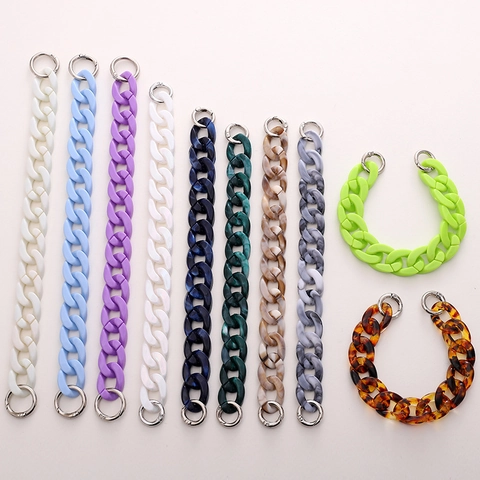 Acrylic Bag Chain Strap Candy Color Marble Texture Detachable Handbag Handle Accessory For Phone Case Cute Decoration