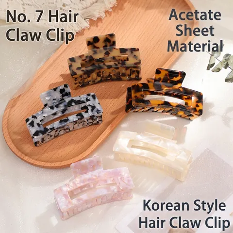 Acetate Hair Claw Clip Square Hollow French Style Leopard Tortoise Shell Pattern Hair Accessory For Women Girls