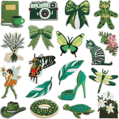 Toppe Ricamate Verdi Fata Animale Pianta Stirare Distintivi Abbigliamento Borsa DIY Decorazione Novità Applique