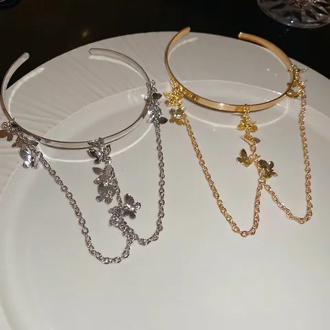 Bracciale Braccio Farfalla Metallo Catena Frangia Polsino Superiore Gioielli Per Donne Stile Elegante Chic